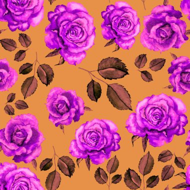 Klasik suluboya gül desenli, her şey için harika bir tasarım. Çiçekli tebrik kartı. Suluboya el yapımı bahar tasarımı.