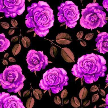 Klasik suluboya gül desenli, her şey için harika bir tasarım. Çiçekli tebrik kartı. Suluboya el yapımı bahar tasarımı.