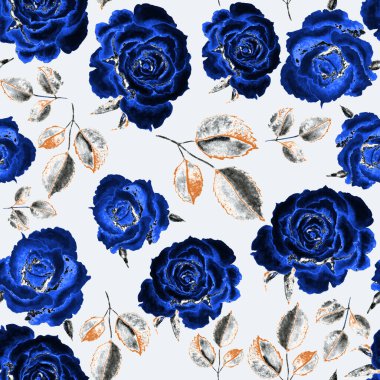 Klasik suluboya gül desenli, her şey için harika bir tasarım. Çiçekli tebrik kartı. Suluboya el yapımı bahar tasarımı.