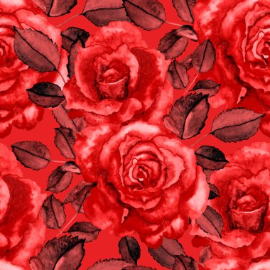 Klasik suluboya gül desenli, her şey için harika bir tasarım. Çiçekli tebrik kartı. Suluboya el yapımı bahar tasarımı.