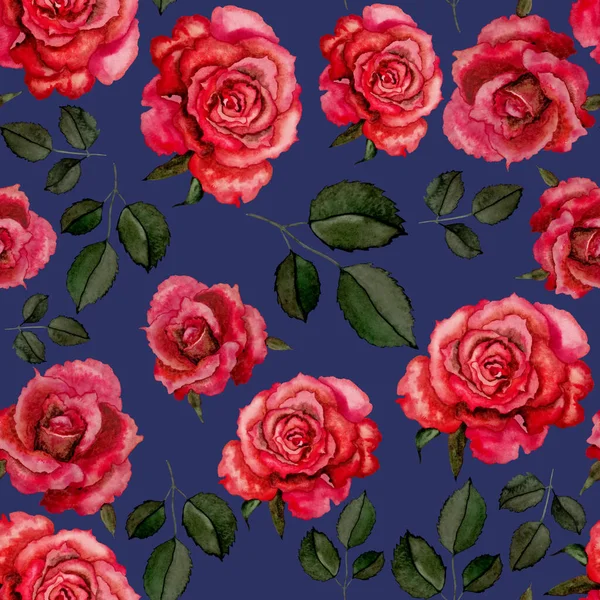 古色古香的水彩缤纷的玫瑰图案 无论出于什么目的都设计得很好 鲜花般的问候卡片 水彩弹手绘设计 — 图库照片