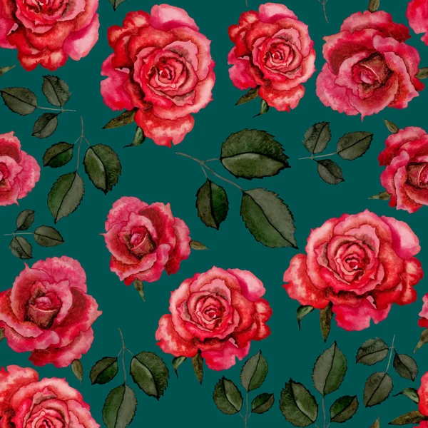 Vintage Watercolor Rose Pattern Great Design Any Purposes Floral Greeting — Stock Photo, Image