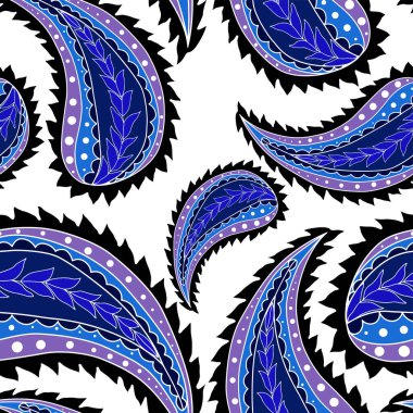 Şal desenli, kusursuz bir desen. Geleneksel baskı. Tekstil tasarım dokusu. Kabile etnik şal desenli, dikişsiz desen..