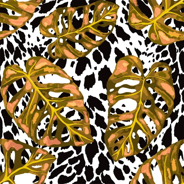 Тропический Бесшовный Рисунок Животной Текстуре Экзотический Летний Отпечаток Джунглей Летний — стоковый вектор