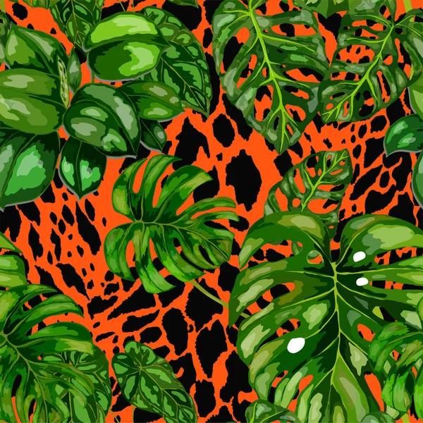 Patrón Tropical Sin Costuras Textura Animal Jungle Estampado Exótico Verano — Archivo Imágenes Vectoriales