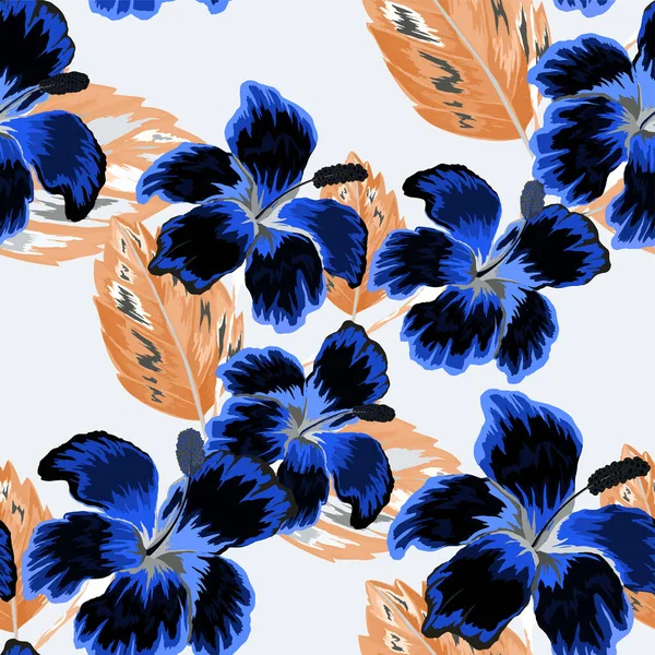 Aquarelle Motif Sans Couture Avec Des Feuilles Tropicales Des Fleurs — Image vectorielle