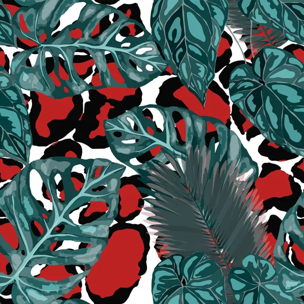 Patrón Tropical Sin Costuras Textura Animal Jungle Estampado Exótico Verano — Archivo Imágenes Vectoriales