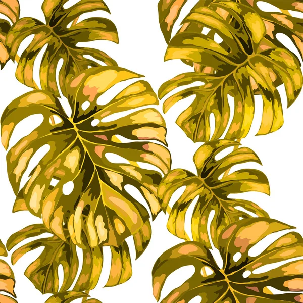 Modèle Tropical Impression Estivale Exotique Jungle Feuille Tropicale Estivale Modèle — Image vectorielle
