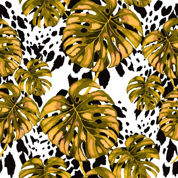 Тропічний Безшовний Візерунок Анімалістичній Текстурі Джунглі Екзотичний Літній Принт Літній — стоковий вектор