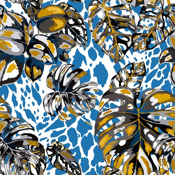 Tropisch Naadloos Patroon Dierlijke Textuur Jungle Exotische Zomerse Print Zomer — Stockvector