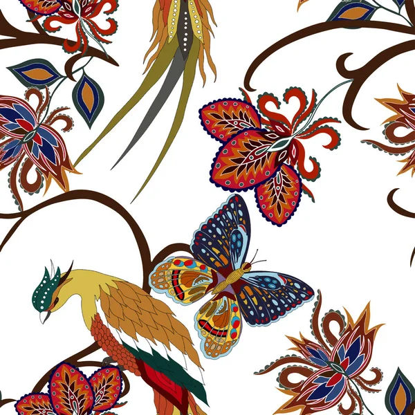 Des Motifs Orientaux Modèle Sans Couture Avec Belles Fleurs Ethniques — Image vectorielle