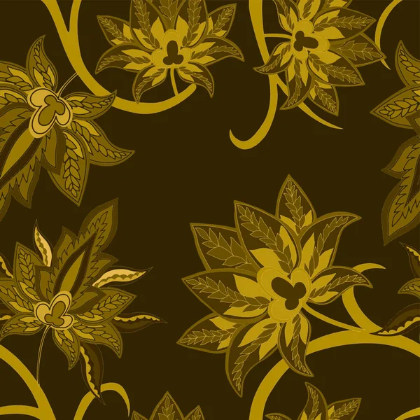 Orientalne Motywy Płynny Wzór Pięknymi Etnicznymi Kwiatami Paisley Dekoracja Kwiatowa — Wektor stockowy