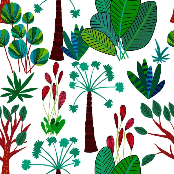 Motif Créatif Sans Couture Avec Forêt Dessin Animé Impression Estivale — Image vectorielle