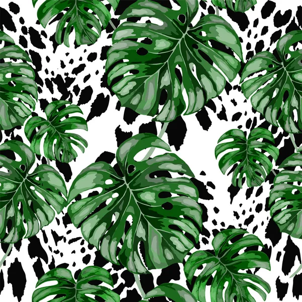 Tropisches Nahtloses Muster Auf Animalischer Textur Dschungel Exotischen Sommer Print — Stockvektor
