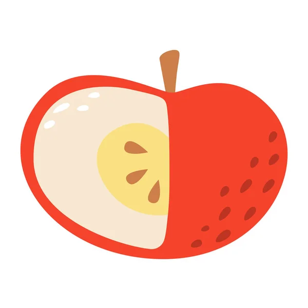 Manzana de dibujos animados sobre un fondo blanco. Icono de Apple en color. Ilustración vectorial — Vector de stock