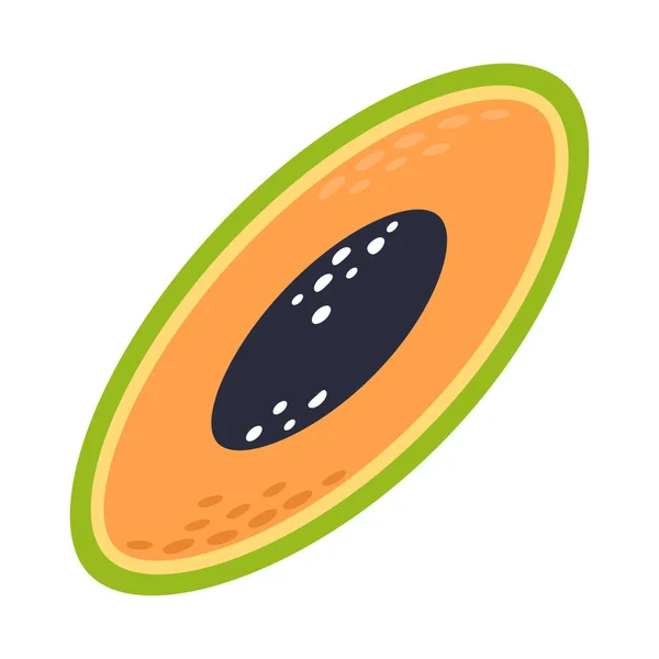 Cartoon-Papaya-Scheibe auf weißem Hintergrund. Papaya-Scheiben-Symbol in Farbe. Vektorillustration — Stockvektor