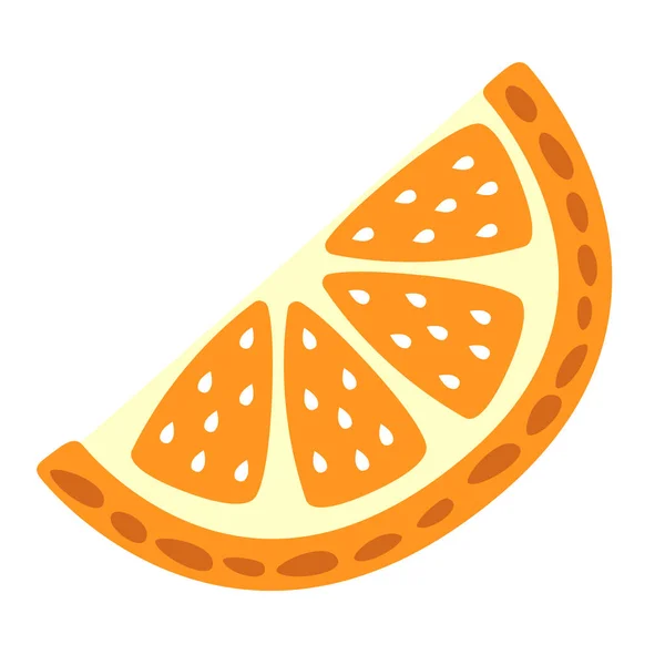 Rebanada naranja de dibujos animados sobre un fondo blanco. Icono de rebanada naranja en color. Ilustración vectorial — Vector de stock