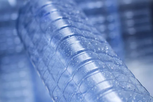 Concept Bouteilles Plastique Verre Bleu Clair Recyclage Des Déchets Matériaux — Photo