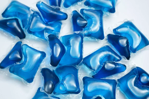 Wasgel Capsules Vloeibaar Reinigingsmiddel Voor Wasmachine Blauwe Duo Zachte Zeep — Stockfoto