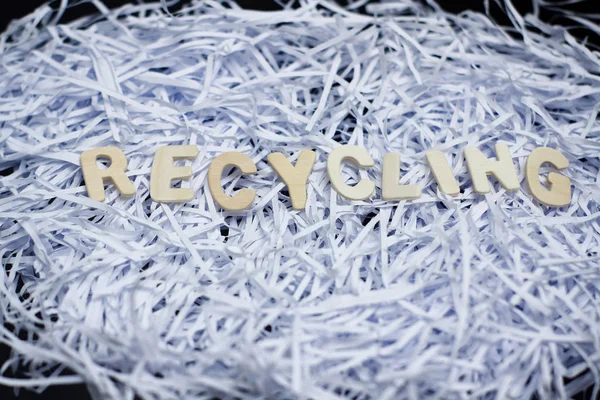 Concepto Reciclaje Residuos Papel Basura Plástica Fondo Azul — Foto de Stock