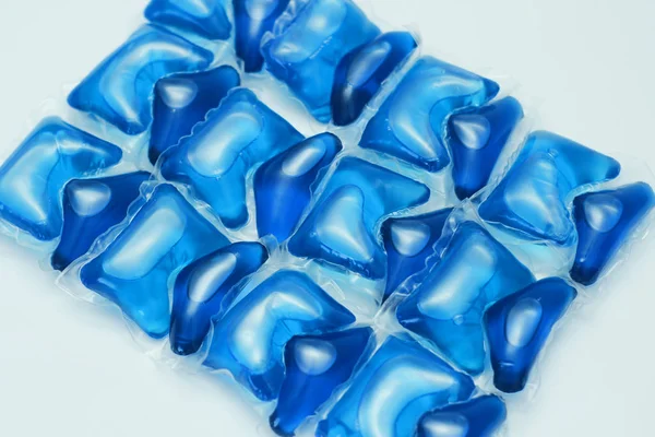 Set Van Blauwe Capsules Voor Het Wassen Van Machine Witte — Stockfoto