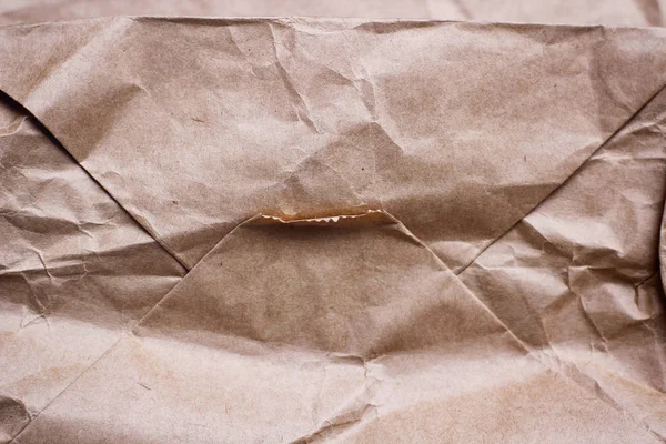 Eski Boş Kahverengi Zanaat Paketi Teslimat Çantası Buruşturulmuş Kağıt Dokusu — Stok fotoğraf