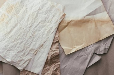 Eski farklı kağıt doku arka plan kümesi. Paketleme işlemi. Hediyelik eşya dükkanı. Tipografi. 