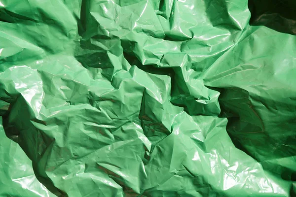 Yeşil Plastik Çöp Torbası Doku Arka Plan Atık Geri Dönüşüm — Stok fotoğraf