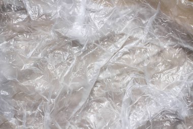 Şeffaf plastik torba doku arka planı temizleyin. Atık geri dönüşüm konsepti. Buruşturulmuş polietilen ve selofan.