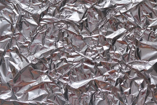 Sfondo Carta Stagnola Increspato Merda Carta Metallica Superficie Alluminio Argento — Foto Stock