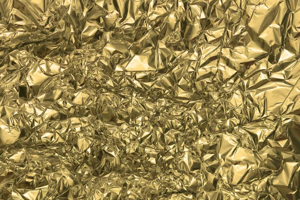 Fundo Textura Folha Dourada Amassada Uma Merda Papel Metálico Superfície — Fotografia de Stock