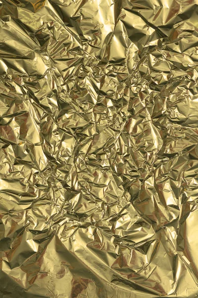 Fundo Textura Folha Dourada Amassada Uma Merda Papel Metálico Superfície — Fotografia de Stock