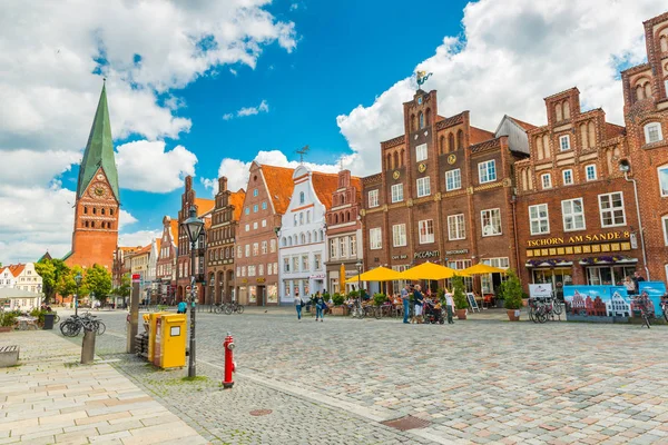 Lüneburg Július 2018 Ban Németország Nézd Régi Tégla Családi Házak — Stock Fotó