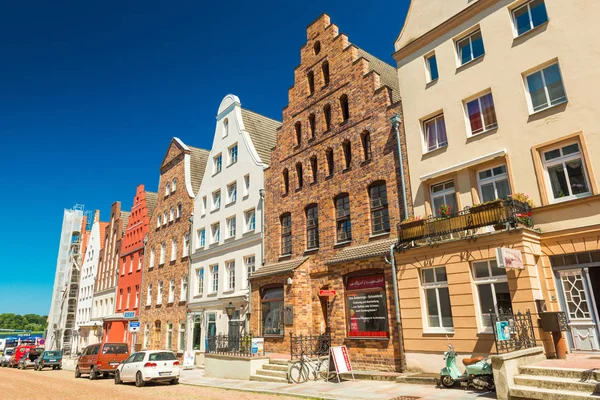 Rostock Július 2018 Ban Németország Sorban Lakó Házak Hagyományos Német — Stock Fotó
