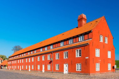 Kopenhag - 2018, Danimarka: Kırmızı kışla yakın - şehrin popüler turistik yer orta kısmında bir yıldız şeklinde kale içinde. Eski Şehir Simgesel Yapı