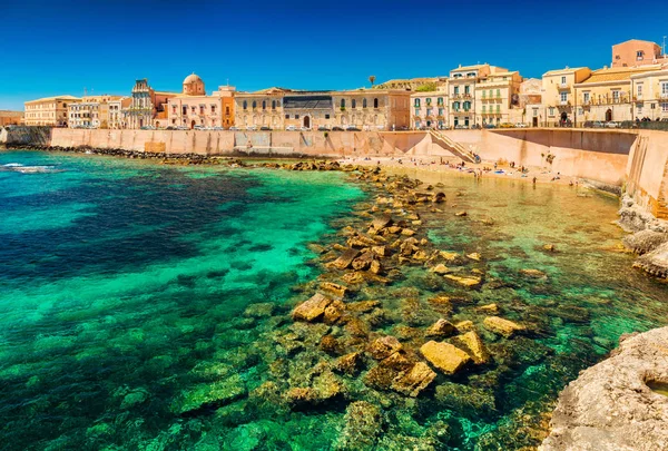 Cityscape of Ortygia, Syracuse tarihi merkezi, Sicilya, İtalya