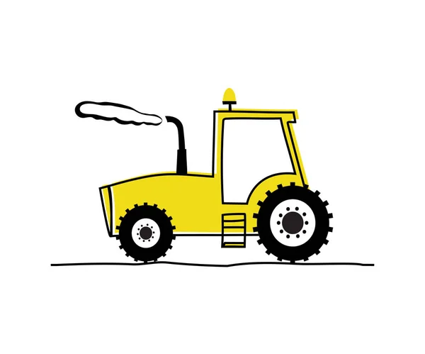 有趣的黄色拖拉机 — 图库矢量图片