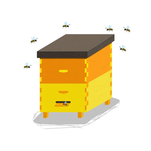 Dřevo úlu pro včely — Stockový vektor
