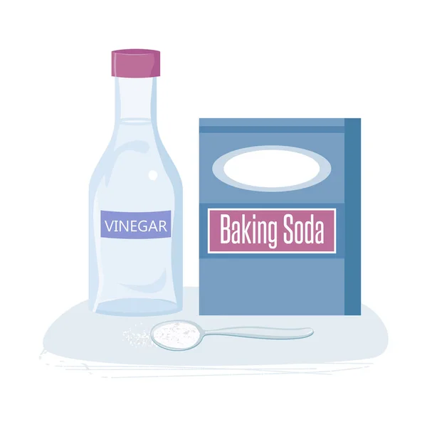 Bicarbonato de sodio y vinagre — Vector de stock