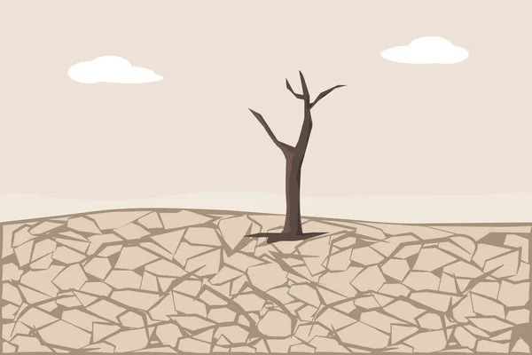 Tierra seca agrietada. Erosión y Desertificación del Suelo — Vector de stock