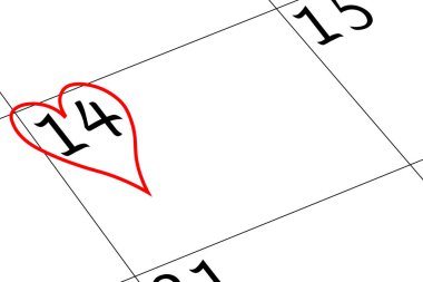 Sevgililer günü takvim günü kalpli