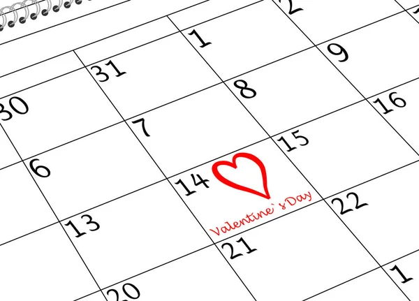 Kalp ve yazma Sevgililer günü Takvim sayfası