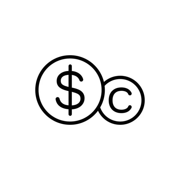 Linje mynt ikon på vit bakgrund — Stock vektor