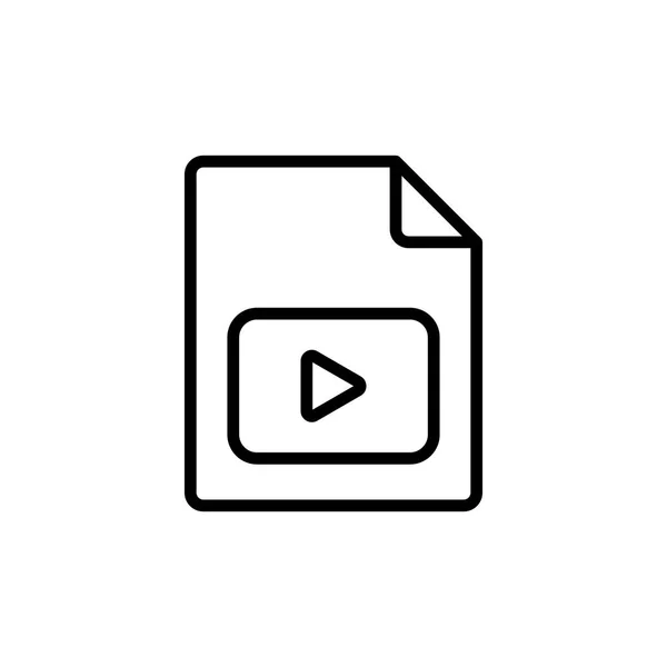 Linea di file video, icona di riproduzione su sfondo bianco — Vettoriale Stock