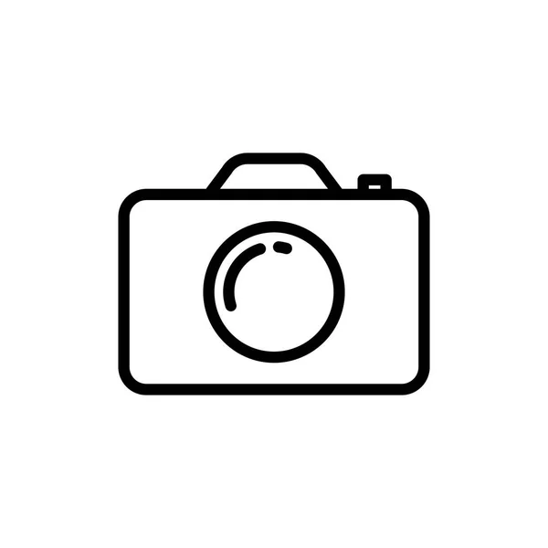 Línea icono de la cámara sobre fondo blanco — Vector de stock