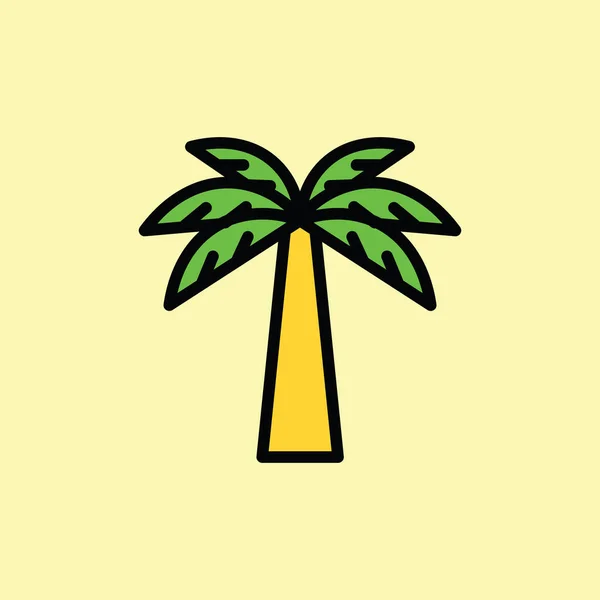 Palm icon dunne lijn op kleur achtergrond — Stockvector