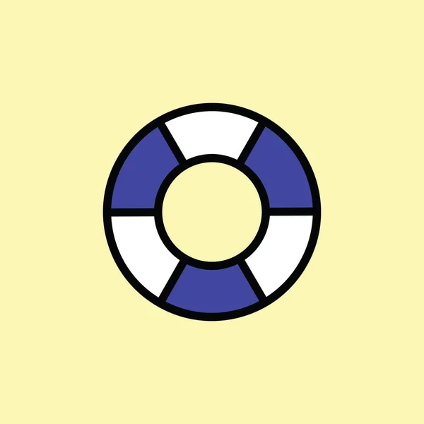 Lifebuoy ícone cor linha fina — Vetor de Stock