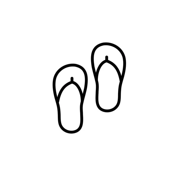 Flip flop ikon garis tipis hitam di latar belakang putih - Stok Vektor