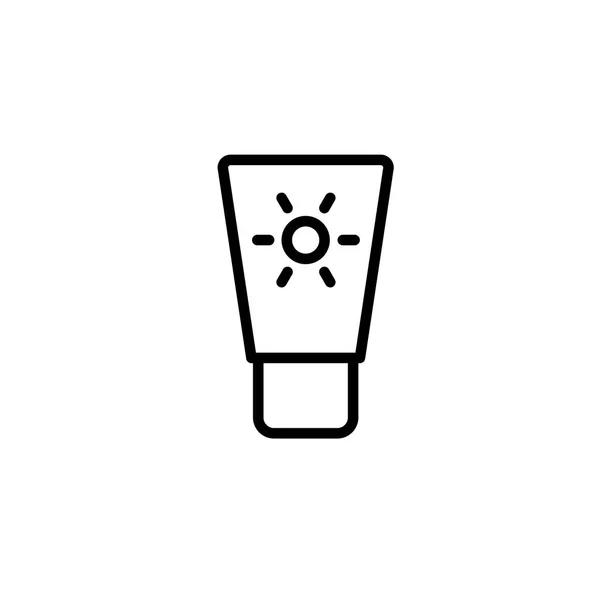 Icono protector solar delgada línea negro sobre fondo blanco — Vector de stock