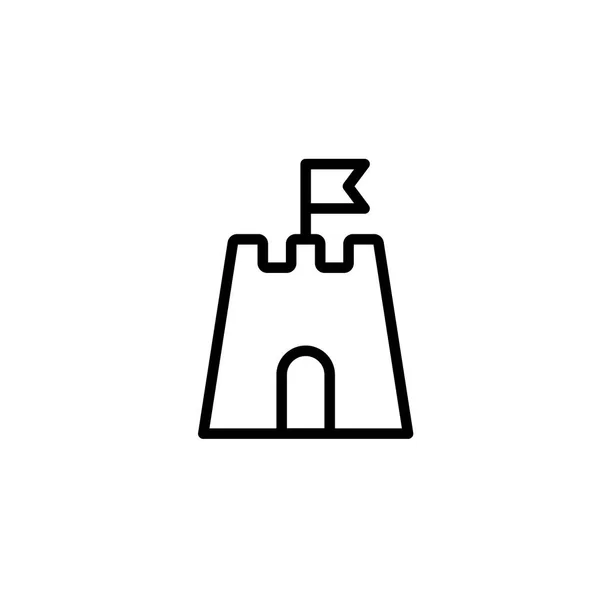 Icono de castillo de arena delgada línea negro — Vector de stock